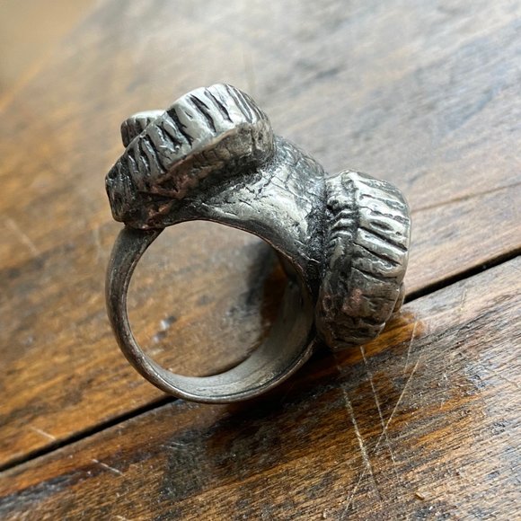 Ram Skull Biker Ring Rock Revival gothic 7 RARE - Picture 6 of 8